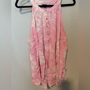 Torrid Pink and Cream Floral Tank Top